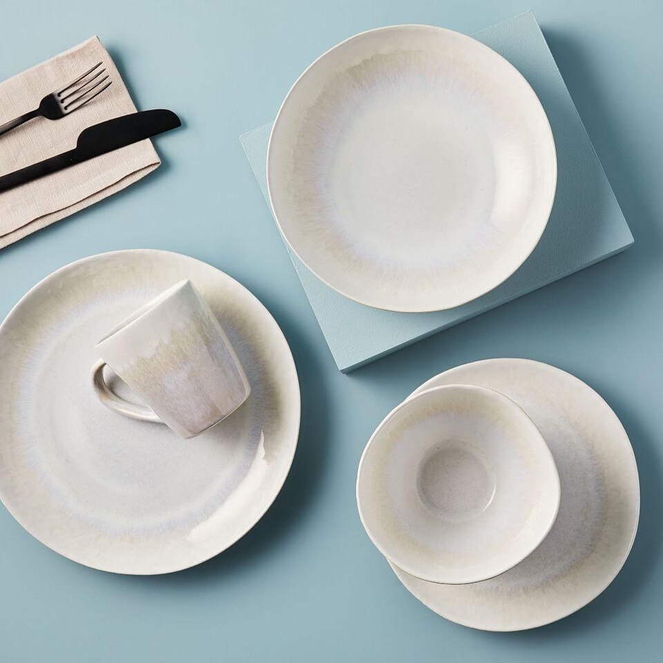 Reactive Glaze Stoneware Dinnerware White west elm United Kingdom